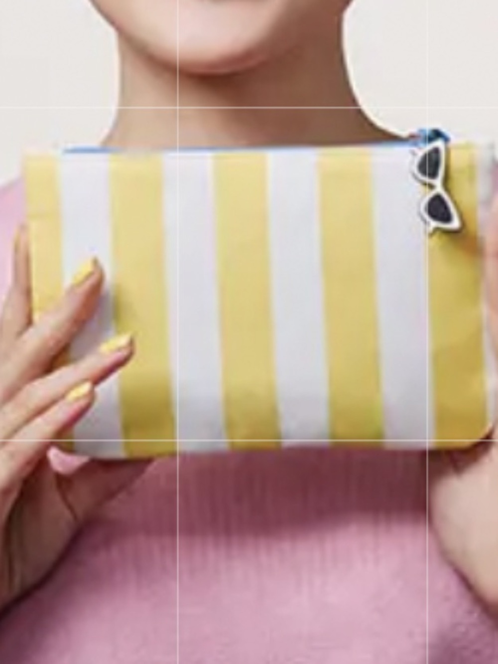 Ipsy Yellow & White Striped Cosmetic Glam Bag